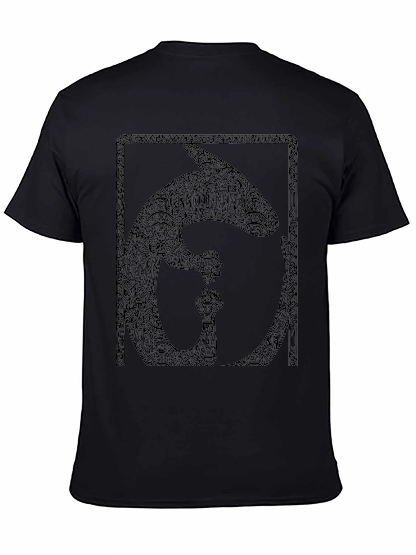 Black T-Shirt with Abstract Animal Graphic