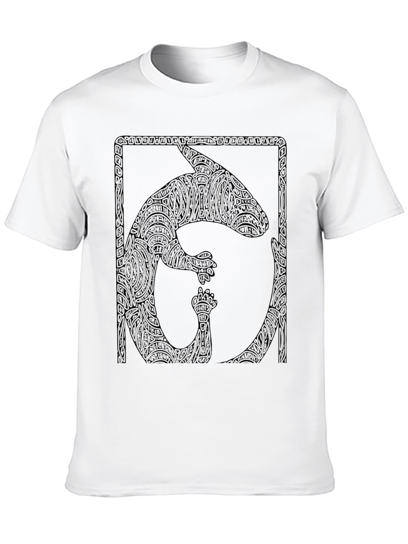 Black T-Shirt with Abstract Animal Graphic