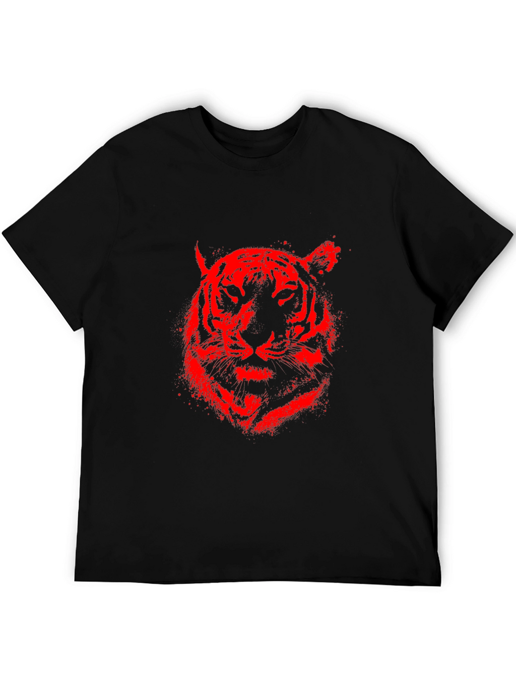 Red Tiger Graphic Black T-Shirt