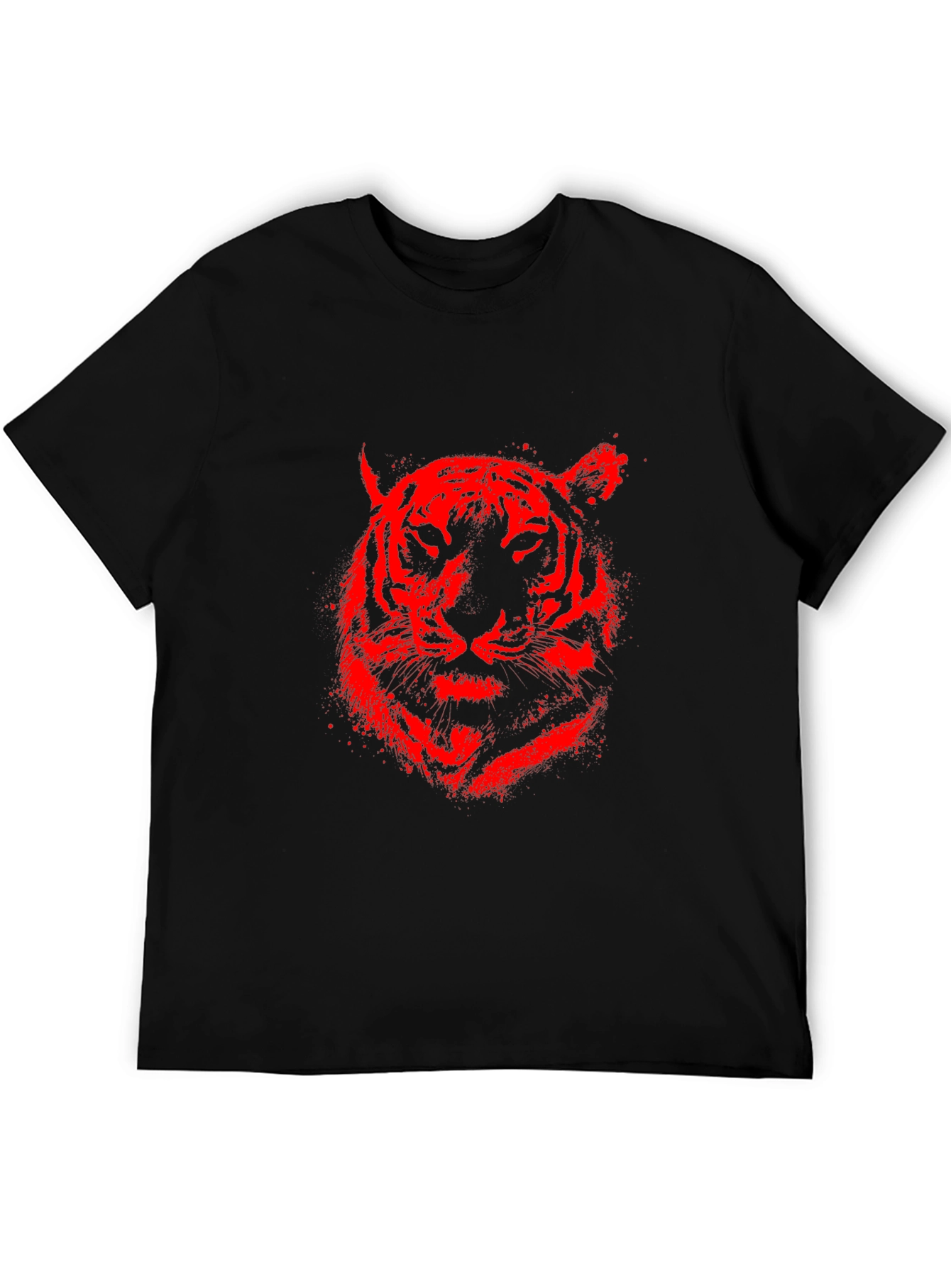 Red Tiger Graphic Black T-Shirt