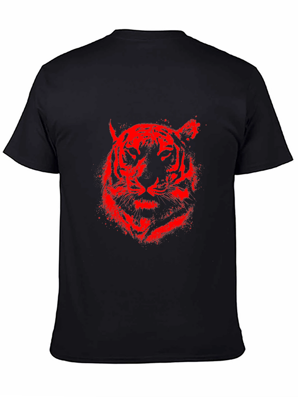 Red Tiger Graphic Black T-Shirt