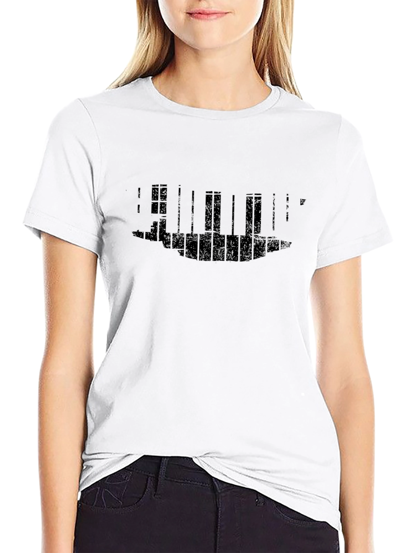 Mens Black Graphic Print Crewneck T-Shirt