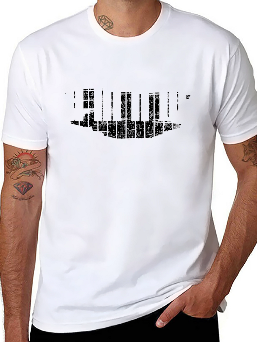 Mens Black Graphic Print Crewneck T-Shirt