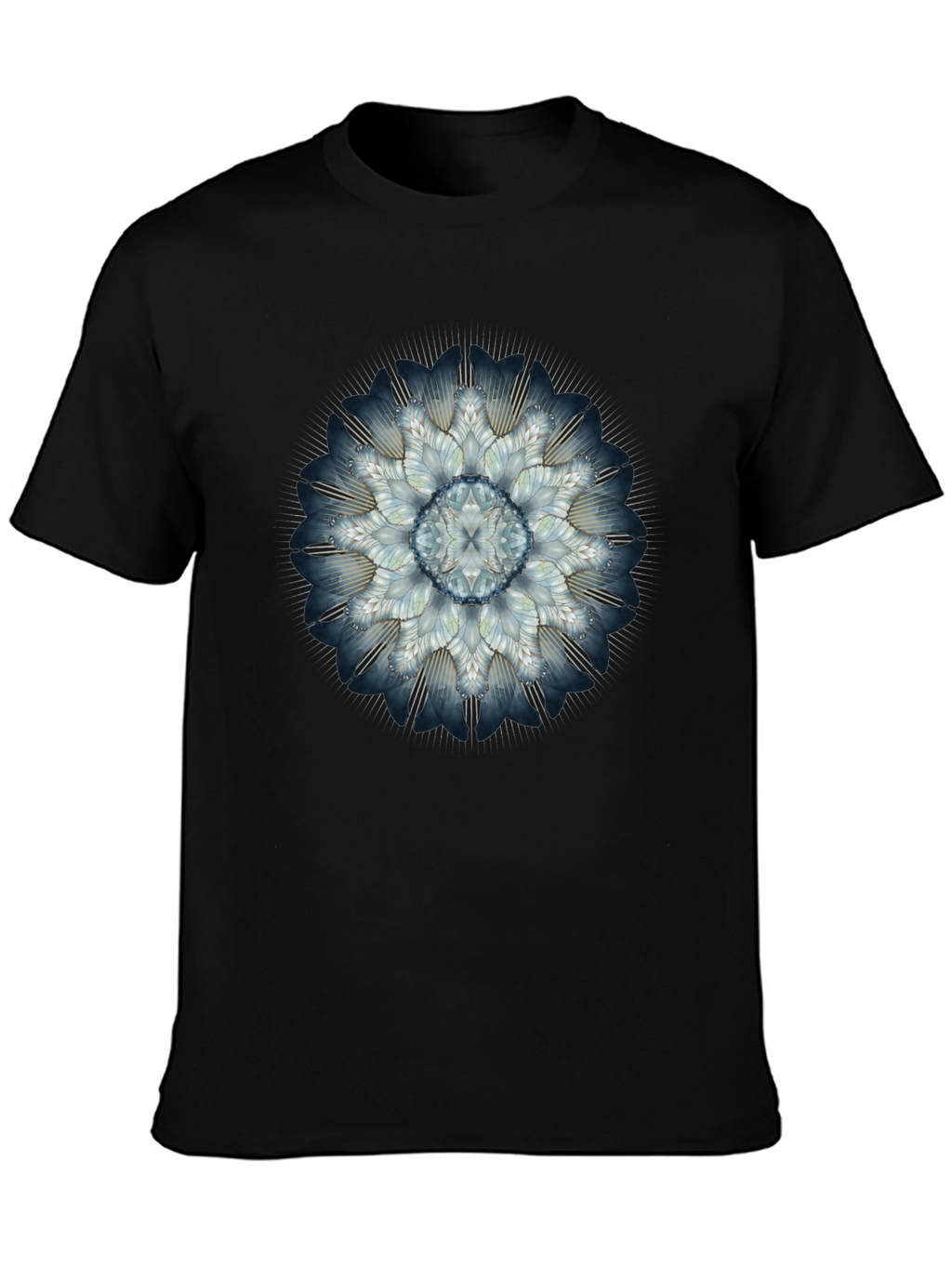 Abstract Floral Mandala Mens Black T-Shirt