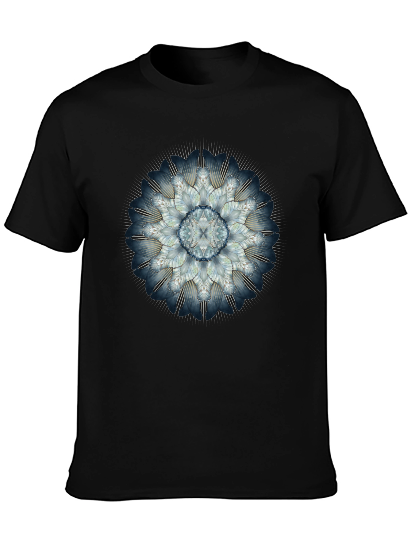 Abstract Floral Mandala Mens Black T-Shirt