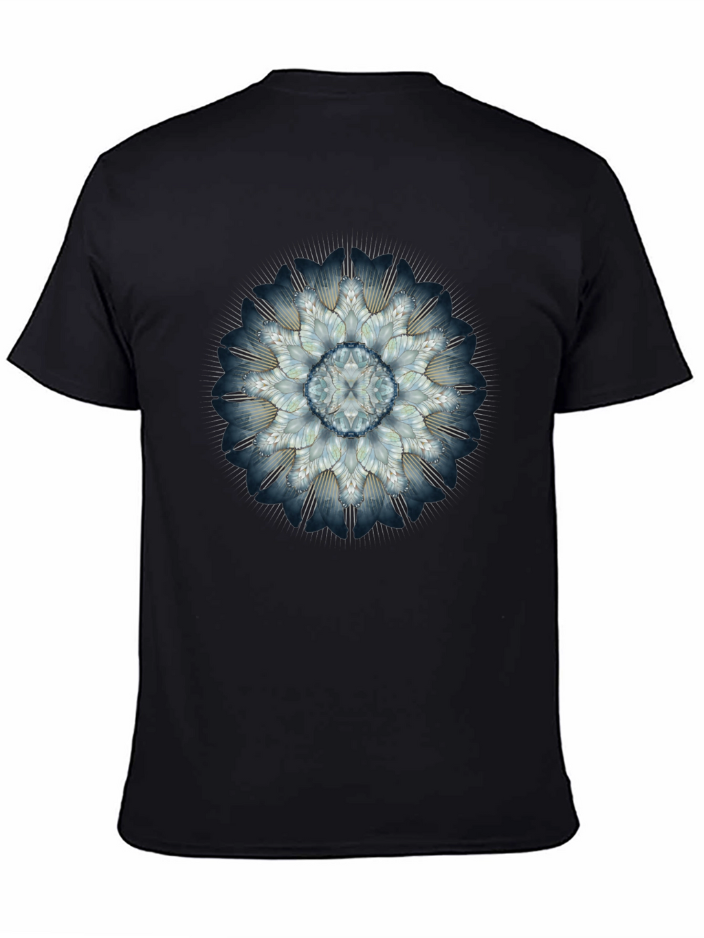 Abstract Floral Mandala Mens Black T-Shirt