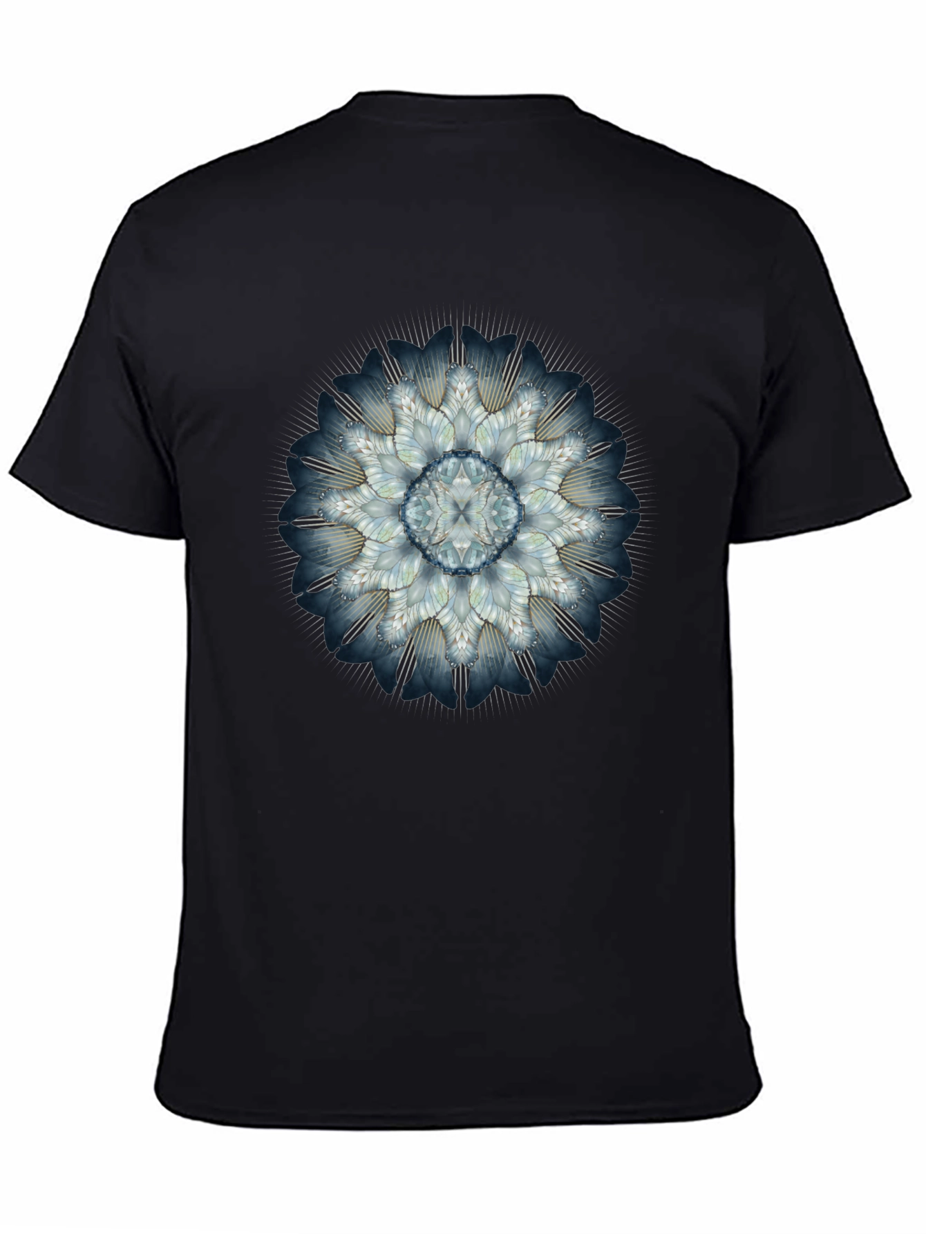 Abstract Floral Mandala Mens Black T-Shirt