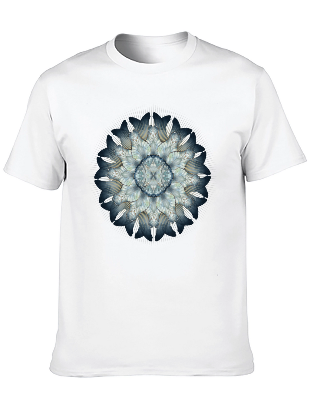 Abstract Floral Mandala Mens Black T-Shirt