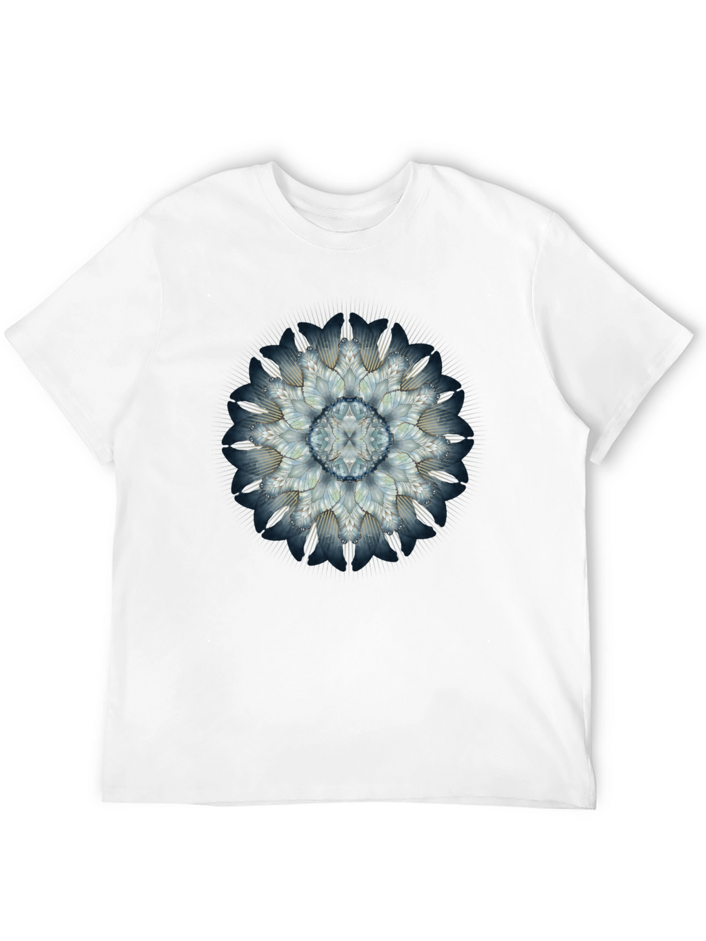 Abstract Floral Mandala Mens Black T-Shirt