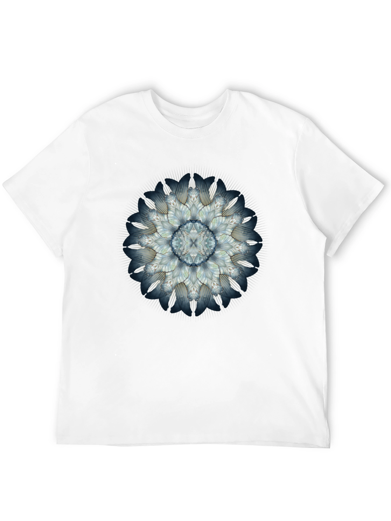 Abstract Floral Mandala Mens Black T-Shirt