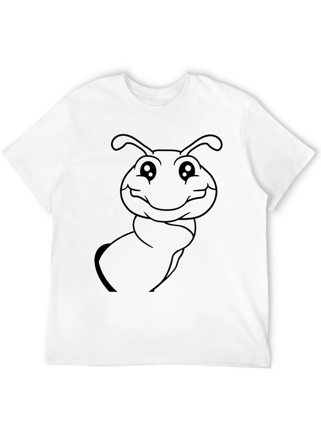 Cute Cartoon Ant Graphic Tee - Black Cotton Blend