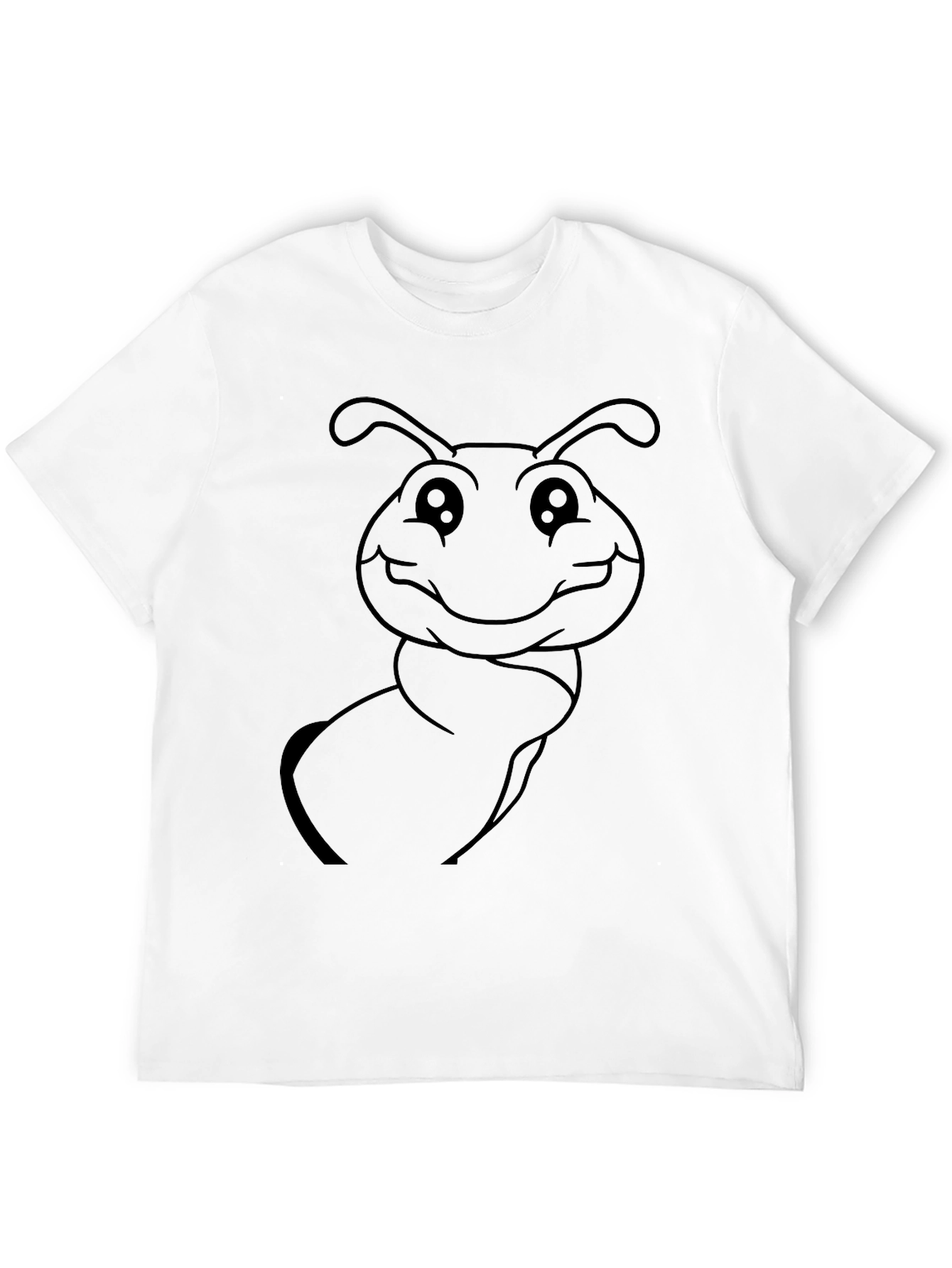 Cute Cartoon Ant Graphic Tee - Black Cotton Blend