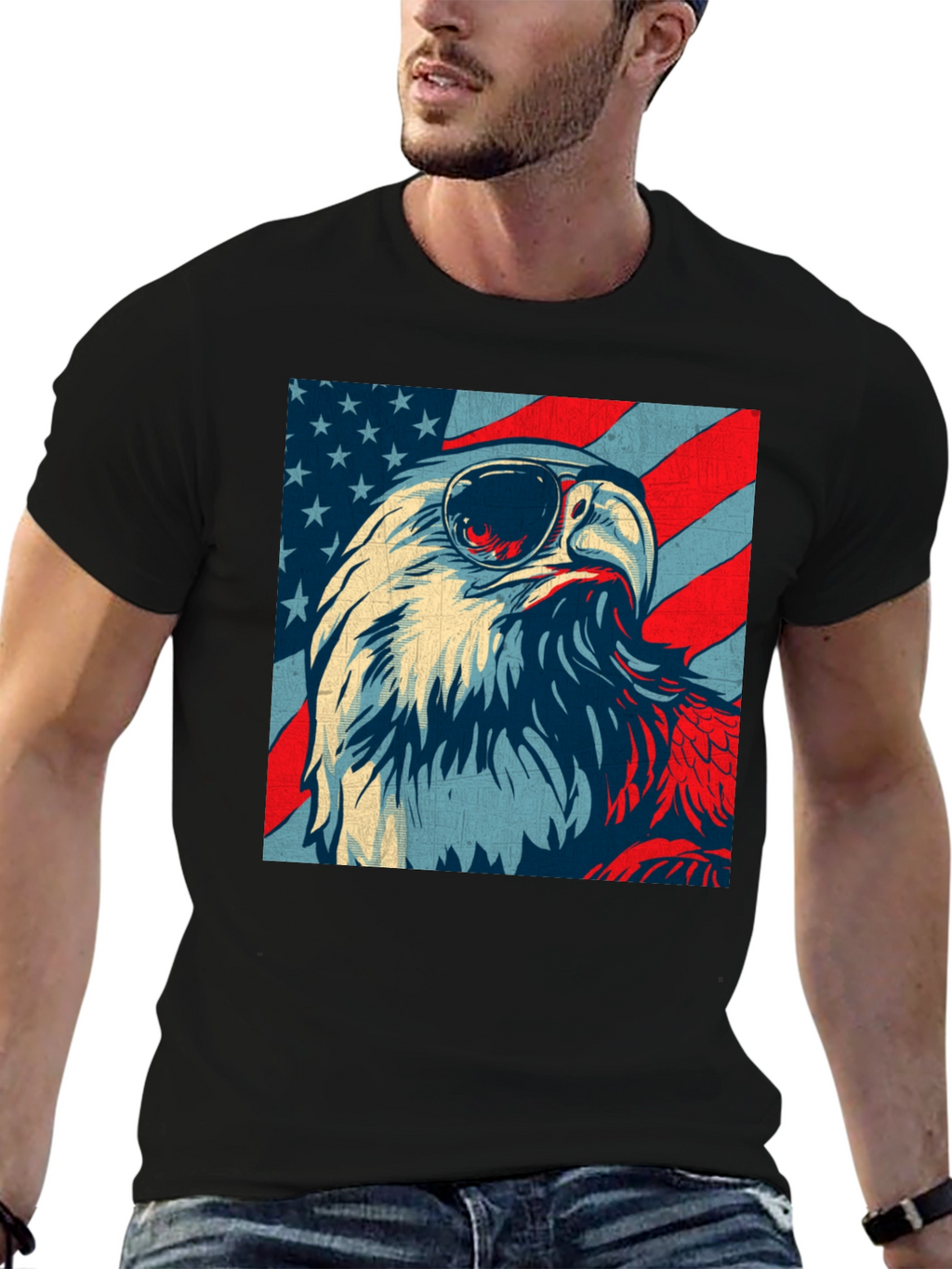 Patriotic Eagle USA Flag Graphic T-Shirt