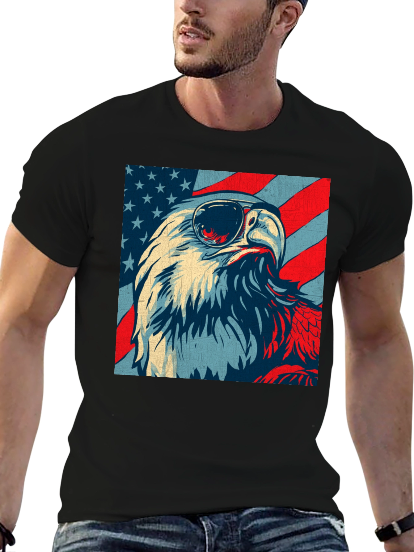 Patriotic Eagle USA Flag Graphic T-Shirt