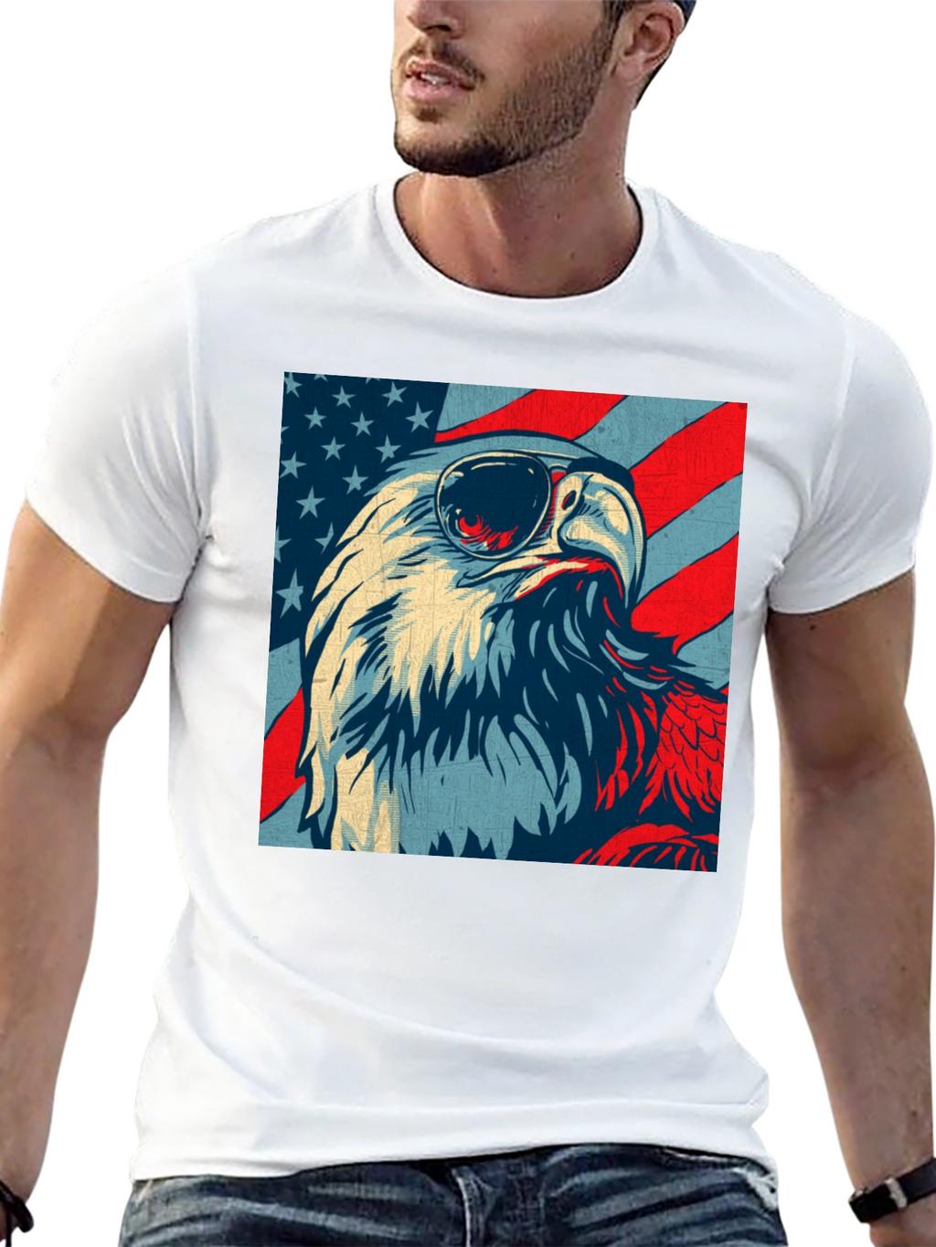 Patriotic Eagle USA Flag Graphic T-Shirt