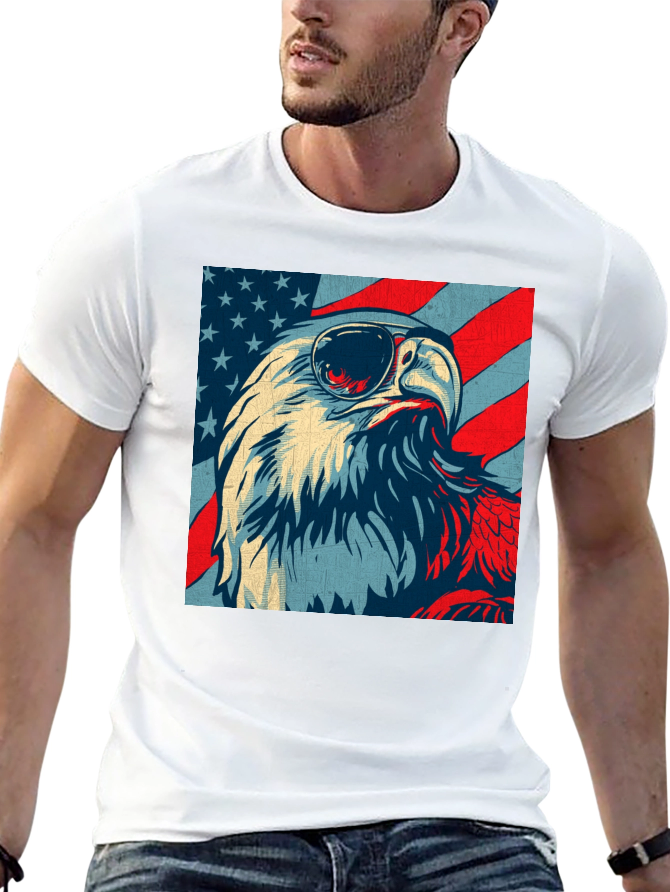 Patriotic Eagle USA Flag Graphic T-Shirt