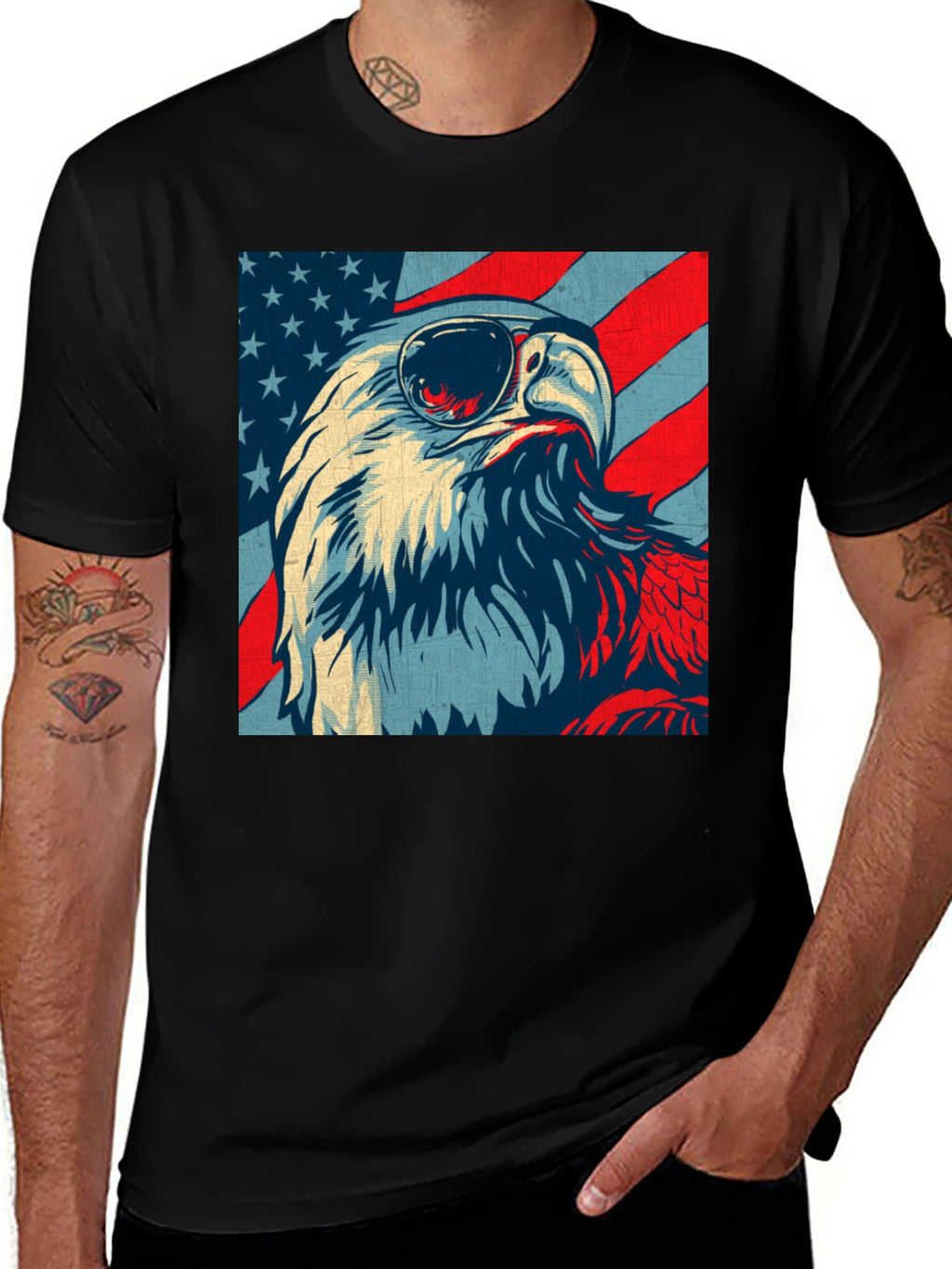 Patriotic Eagle USA Flag Graphic T-Shirt