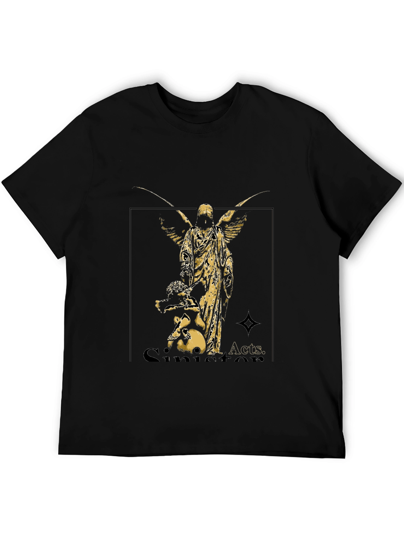 Angel Graphic Black Tee - Sinister Acts Shirt
