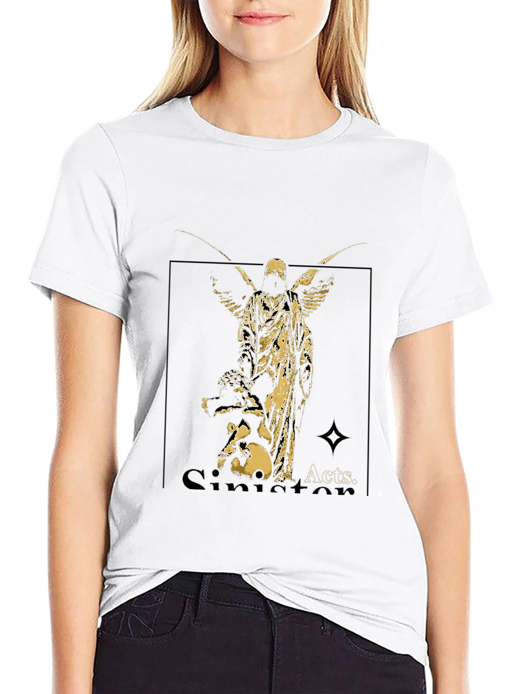 Angel Graphic Black Tee - Sinister Acts Shirt