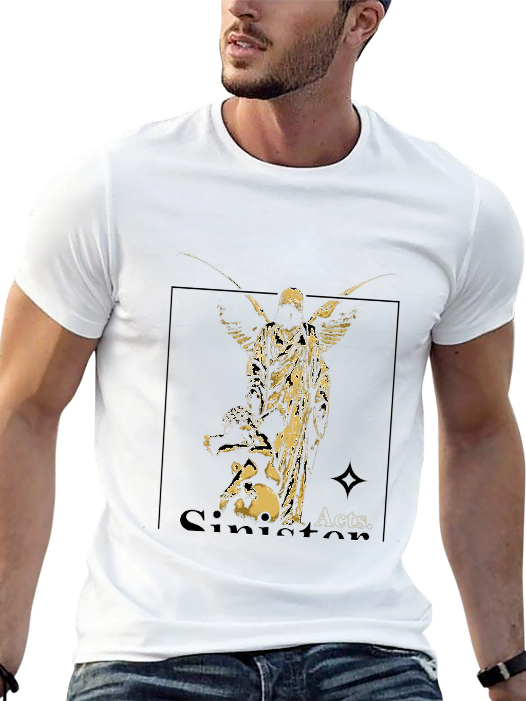 Angel Graphic Black Tee - Sinister Acts Shirt