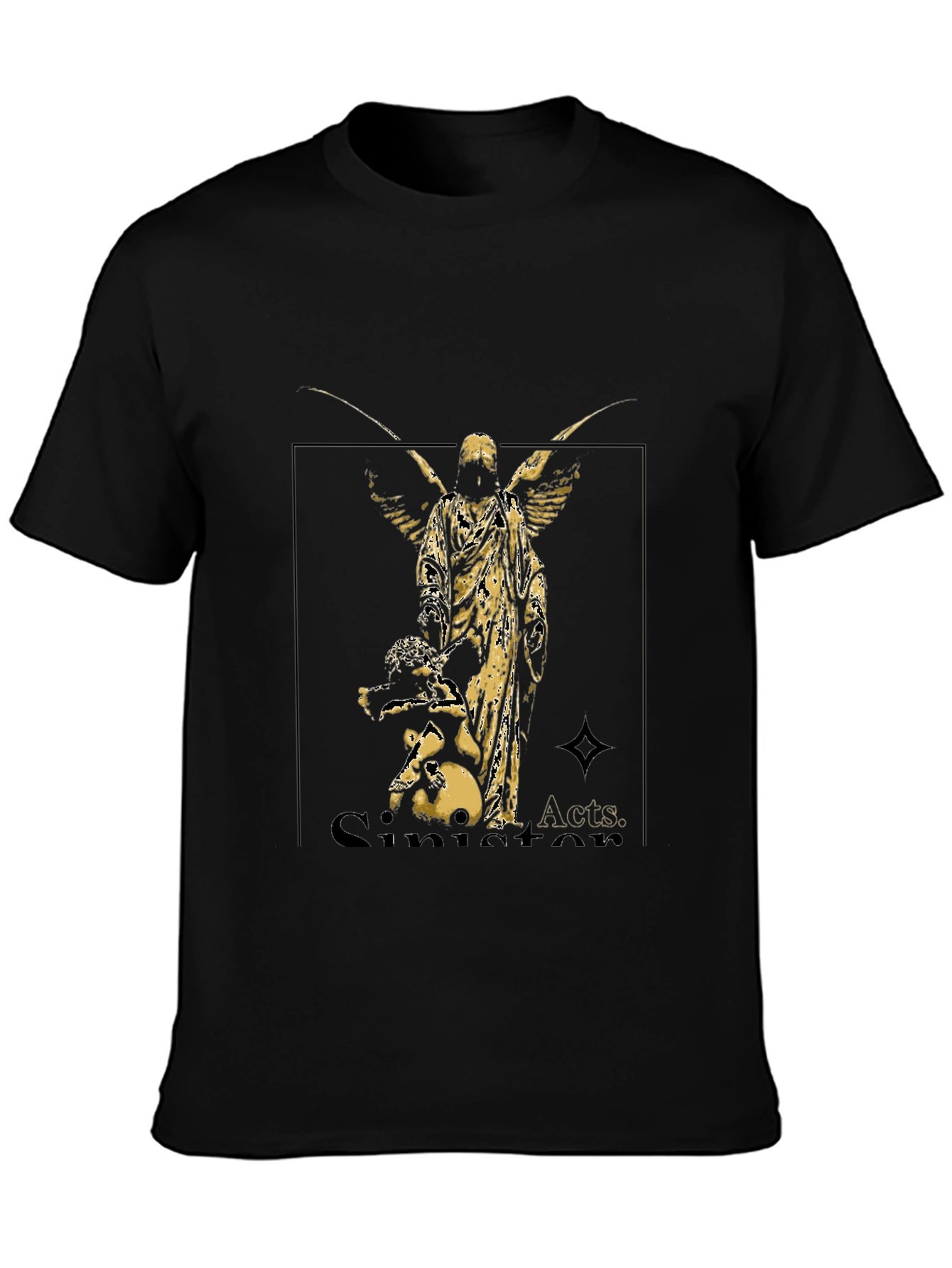 Angel Graphic Black Tee - Sinister Acts Shirt