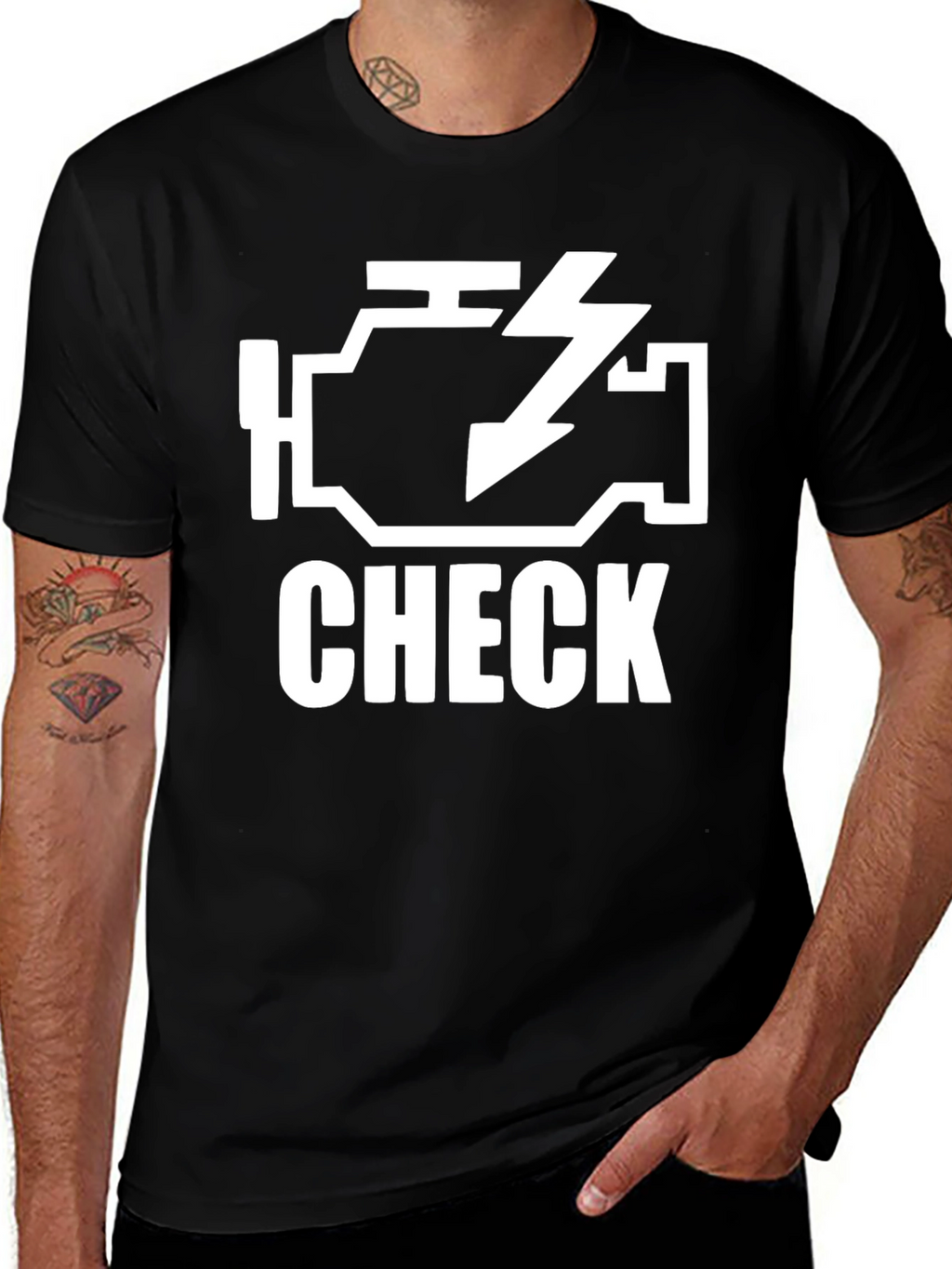 Check Engine Light Black Graphic T-Shirt