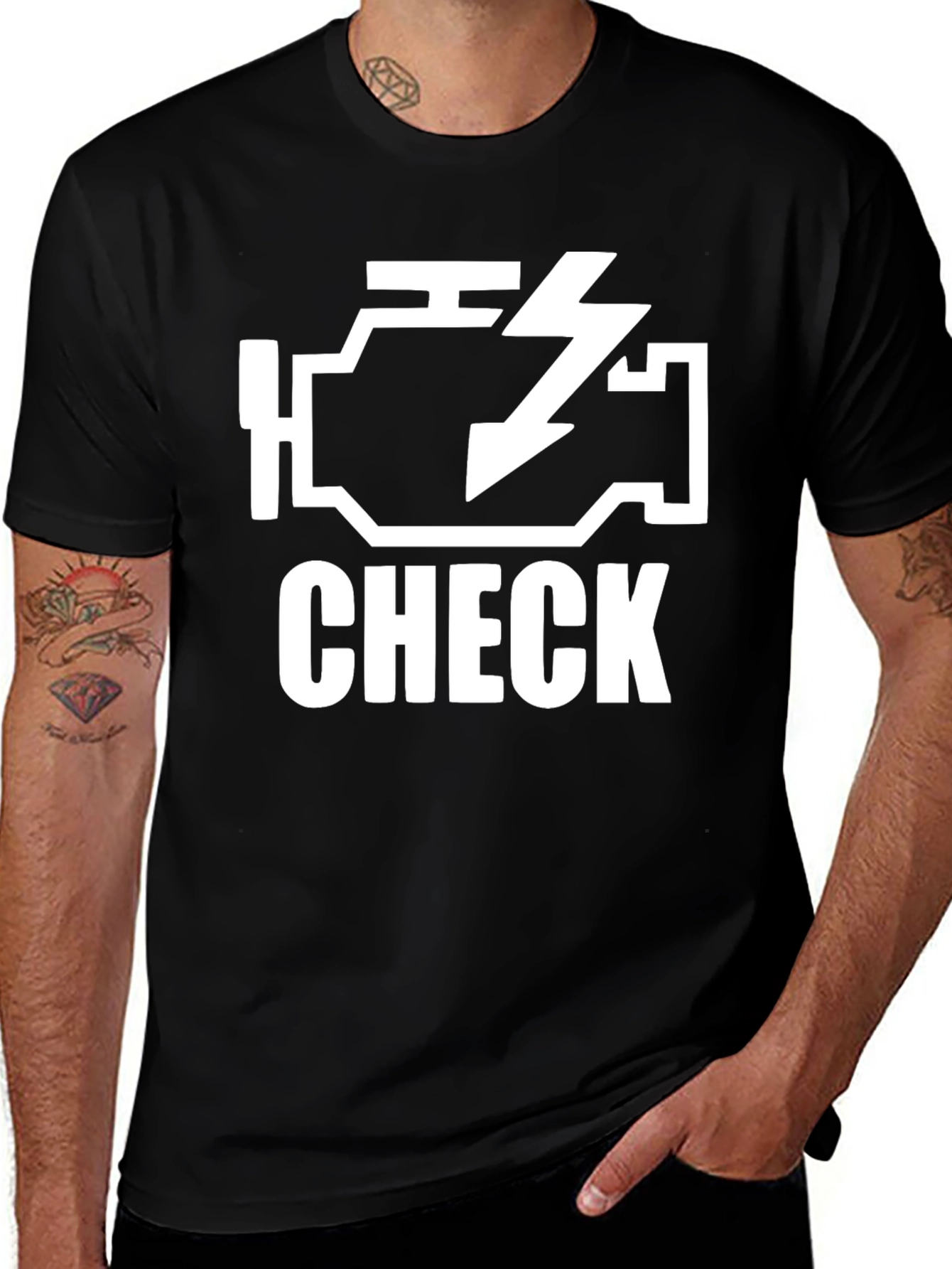 Check Engine Light Black Graphic T-Shirt