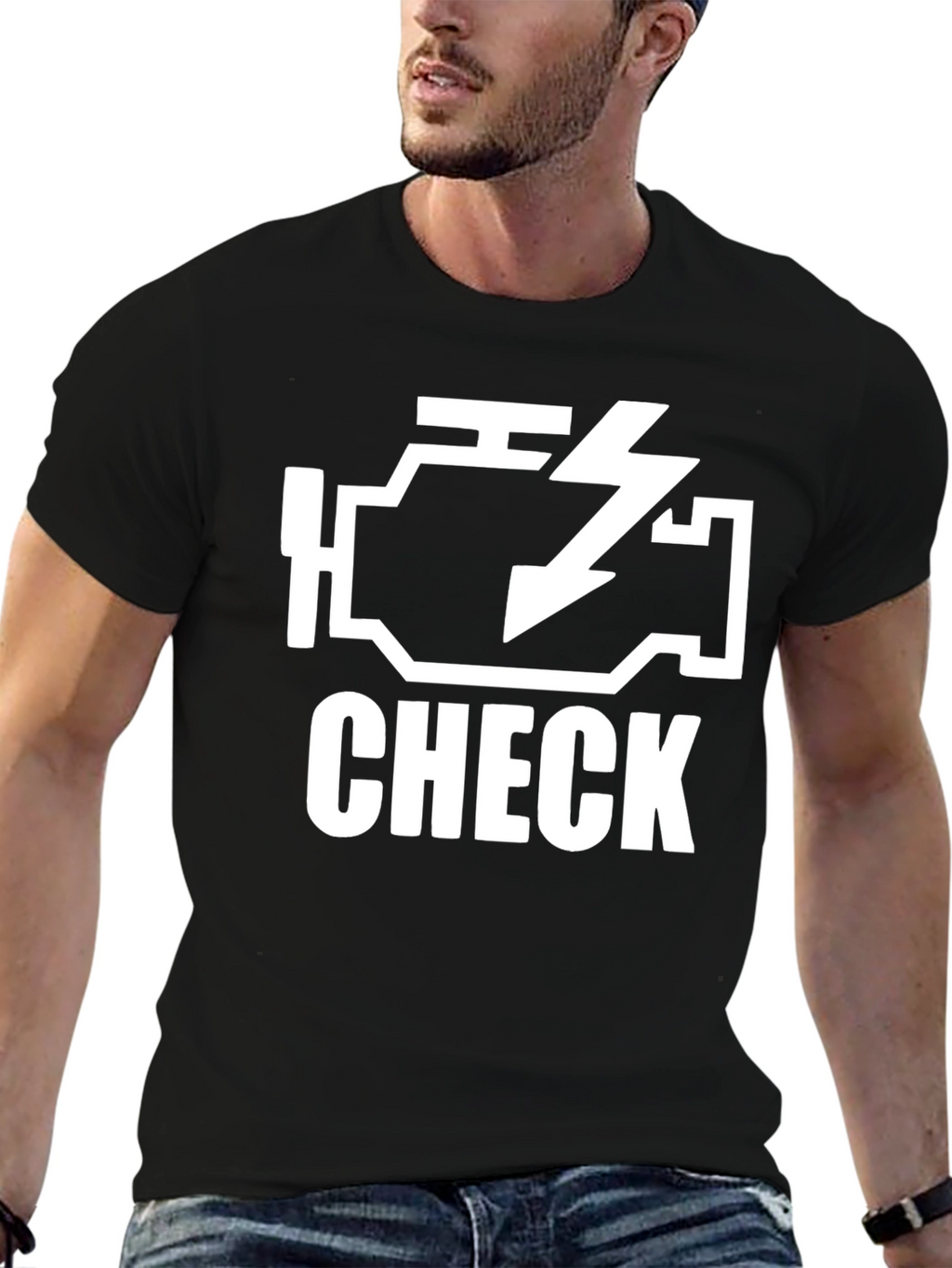 Check Engine Light Black Graphic T-Shirt
