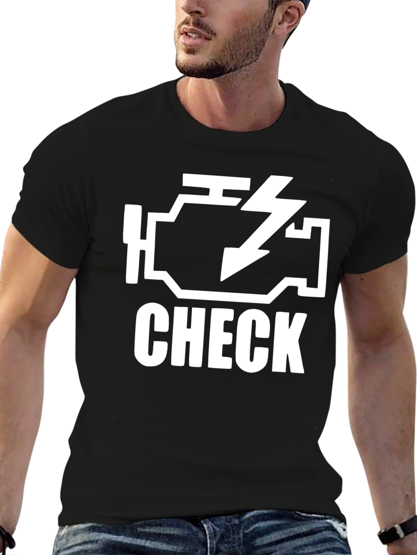 Check Engine Light Black Graphic T-Shirt