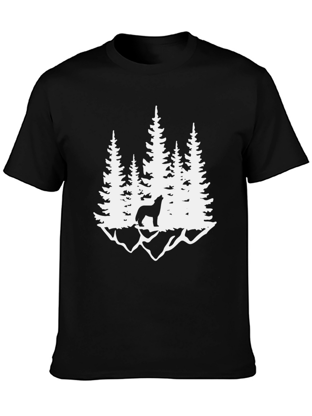 Wolf Howling at Moon in Forest Graphic Tee