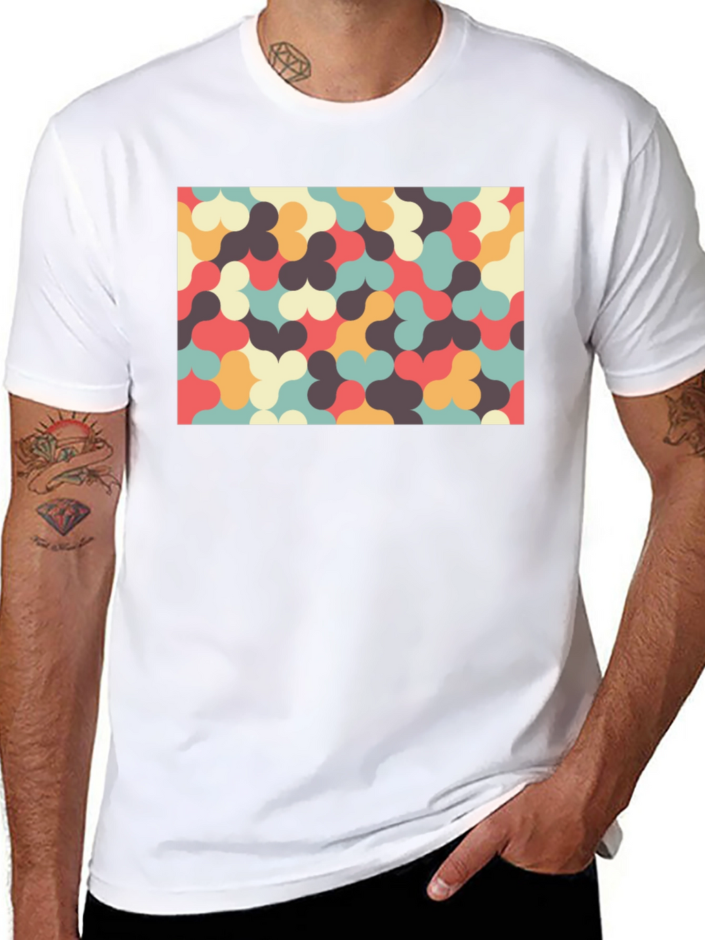 Retro Pattern T-Shirt - Unique Geometric Design