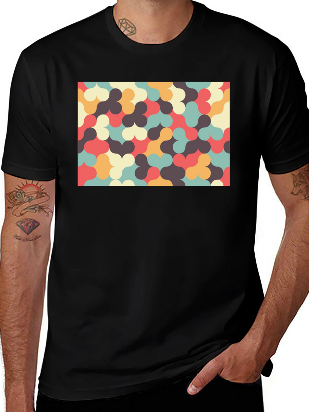 Retro Pattern T-Shirt - Unique Geometric Design
