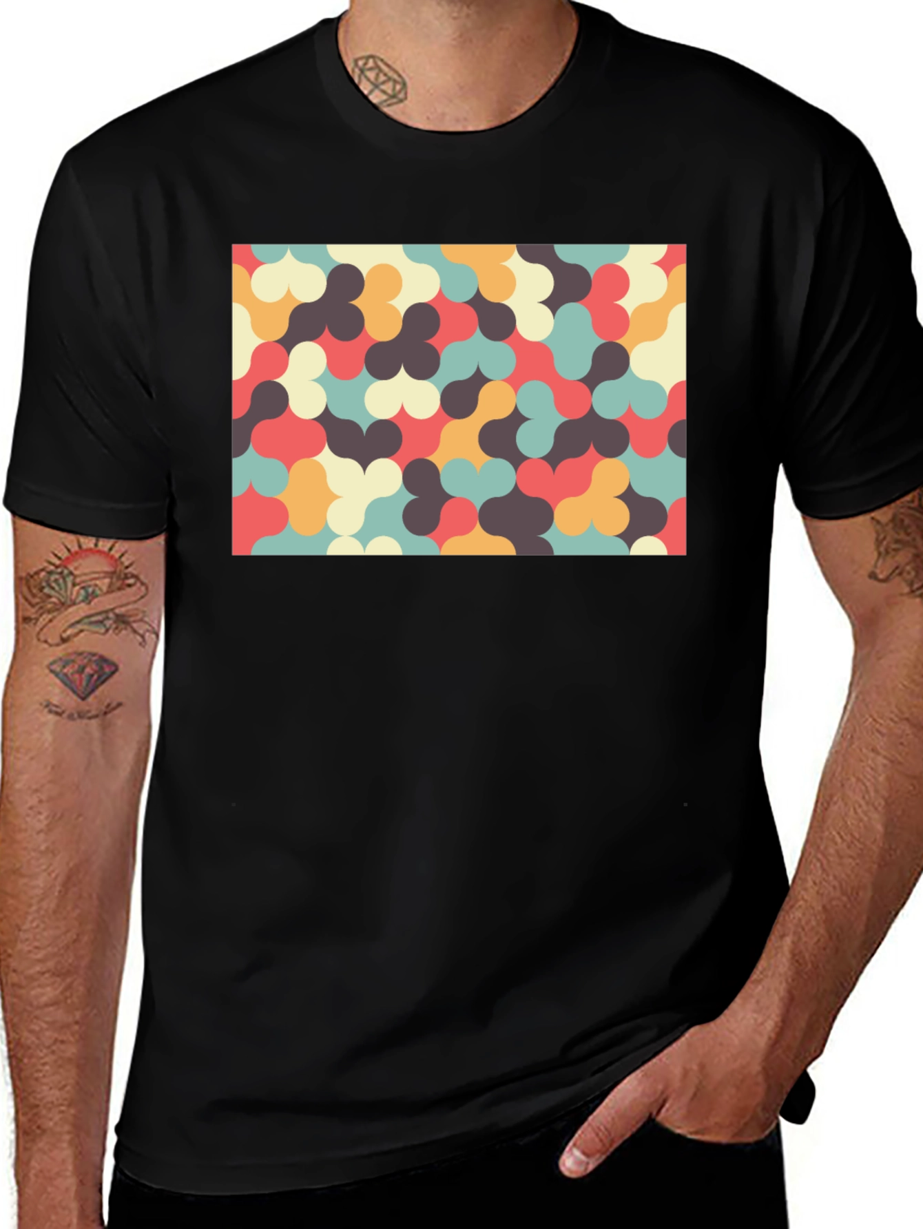 Retro Pattern T-Shirt - Unique Geometric Design