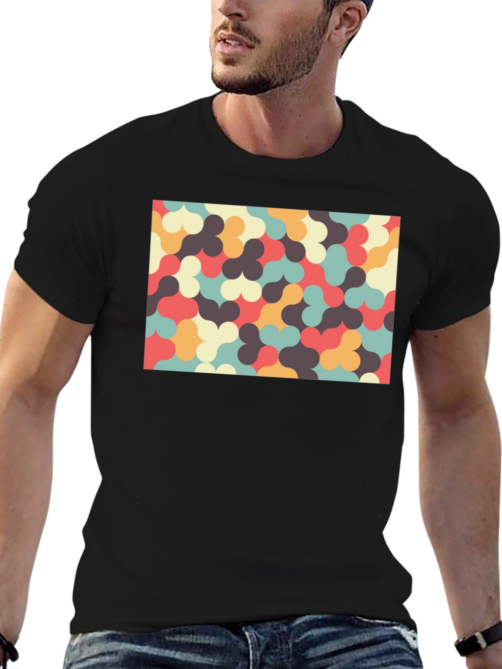 Retro Pattern T-Shirt - Unique Geometric Design