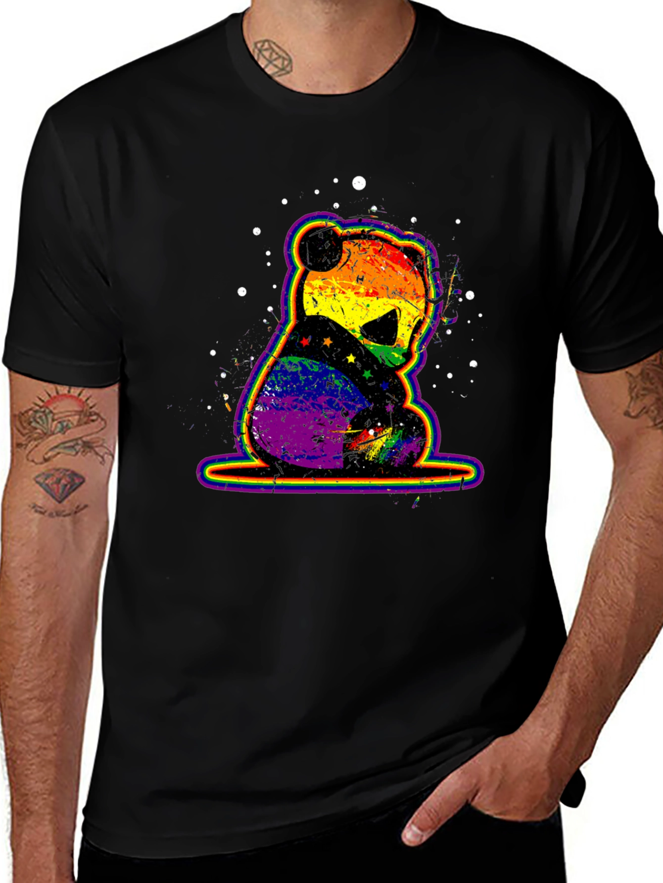 Rainbow Panda Bear Graphic T-Shirt