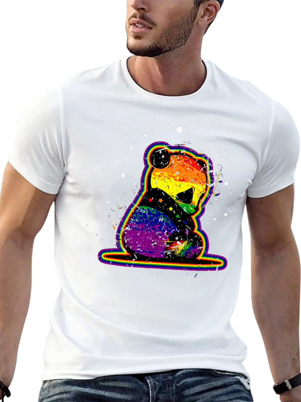 Rainbow Panda Bear Graphic T-Shirt
