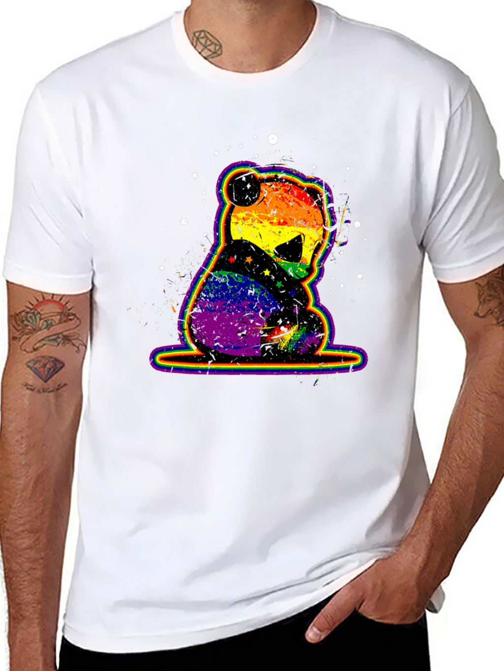 Rainbow Panda Bear Graphic T-Shirt