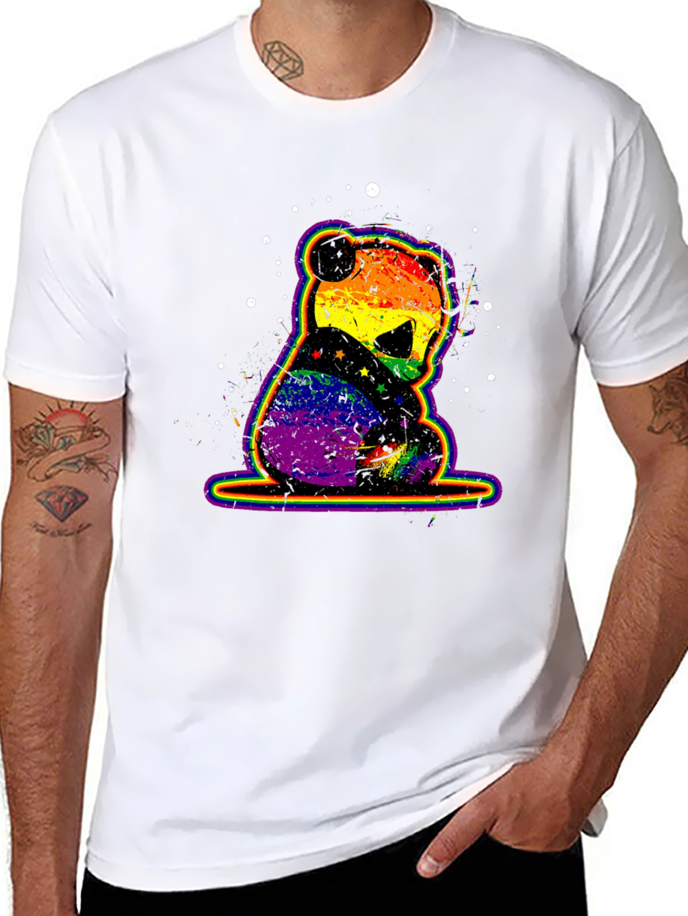 Rainbow Panda Bear Graphic T-Shirt