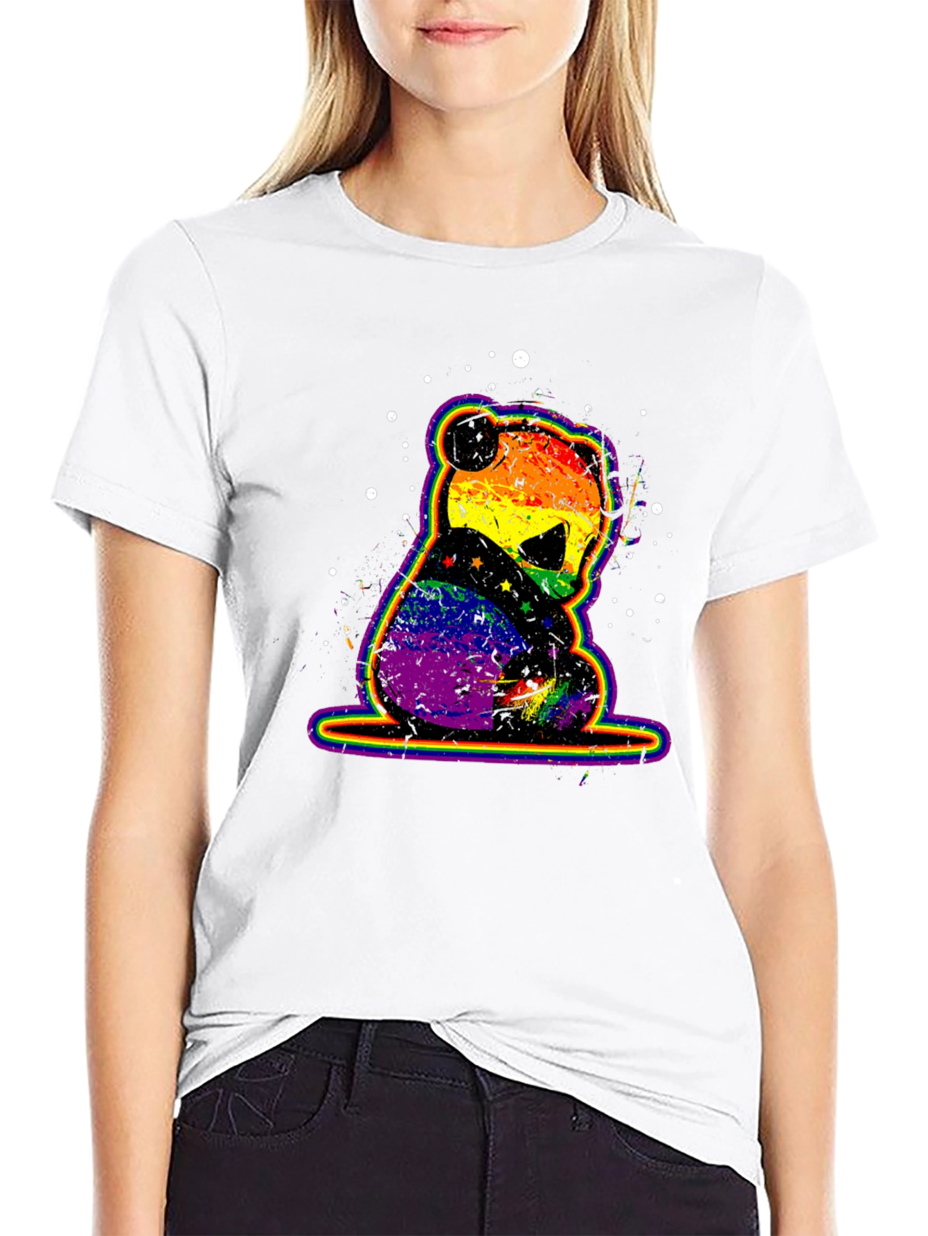Rainbow Panda Bear Graphic T-Shirt