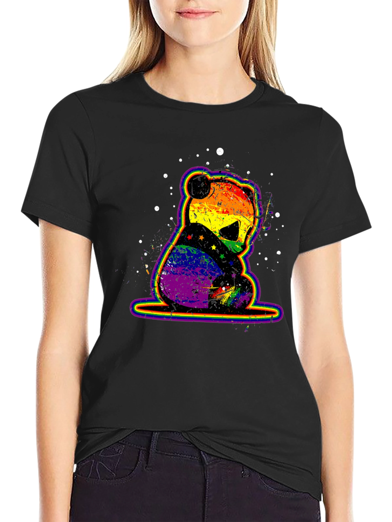Rainbow Panda Bear Graphic T-Shirt
