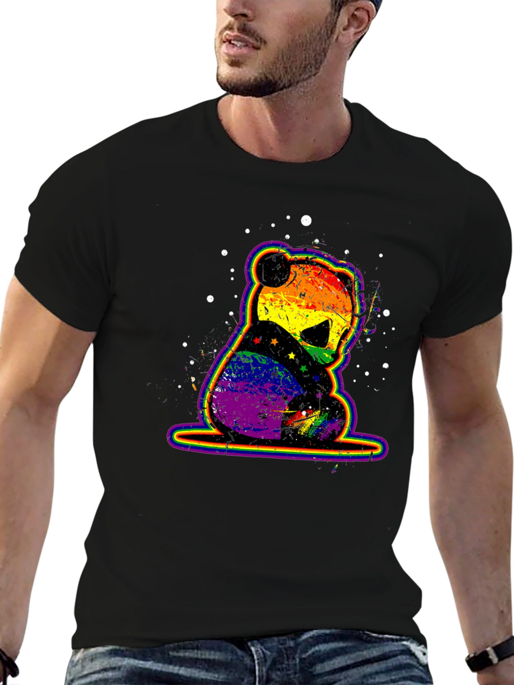 Rainbow Panda Bear Graphic T-Shirt