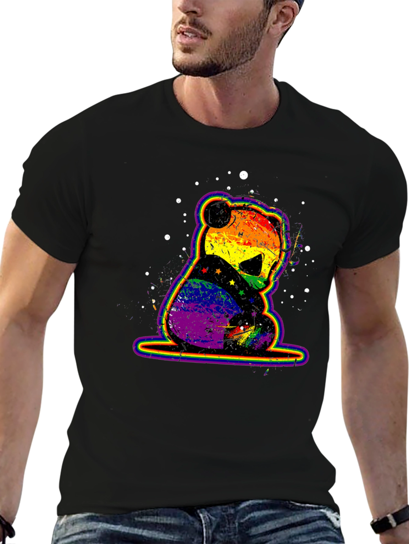 Rainbow Panda Bear Graphic T-Shirt