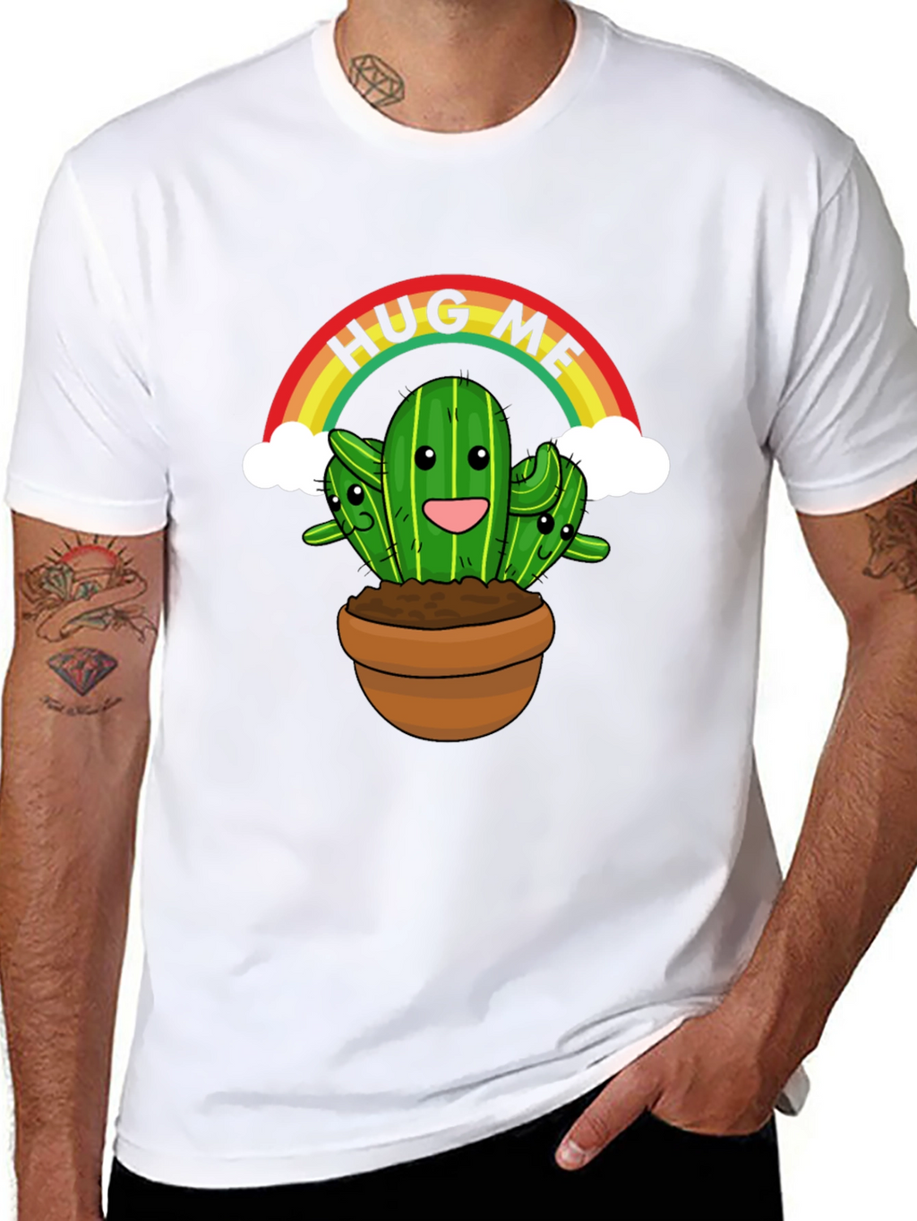 Hug Me Cactus T-Shirt - Cute Graphic Tee