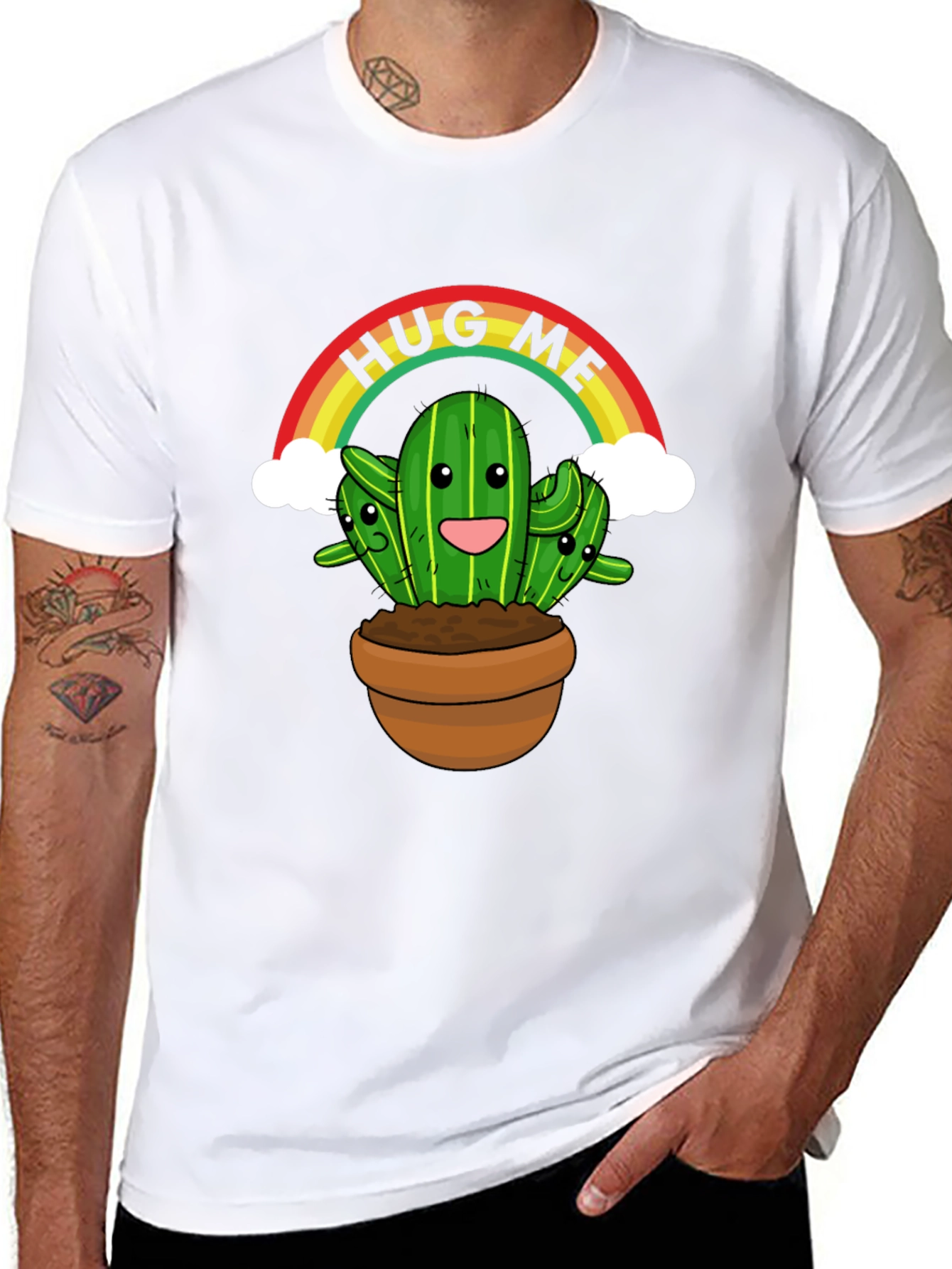 Hug Me Cactus T-Shirt - Cute Graphic Tee