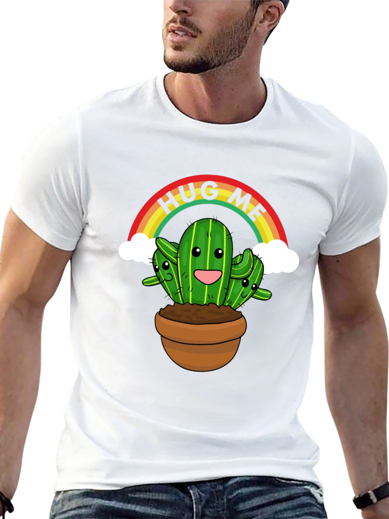 Hug Me Cactus T-Shirt - Cute Graphic Tee