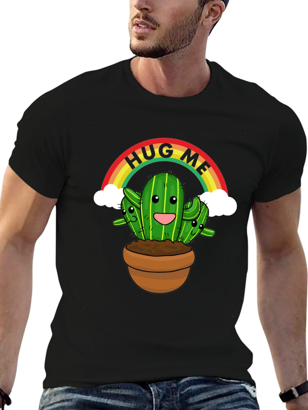 Hug Me Cactus T-Shirt - Cute Graphic Tee