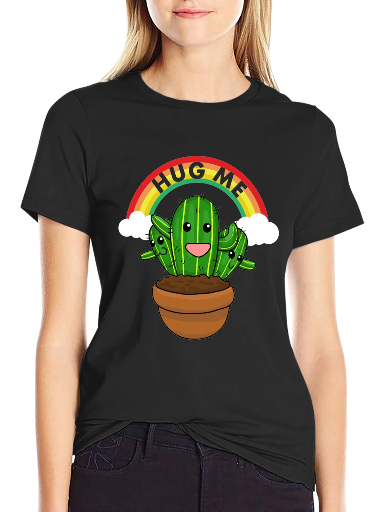 Hug Me Cactus T-Shirt - Cute Graphic Tee