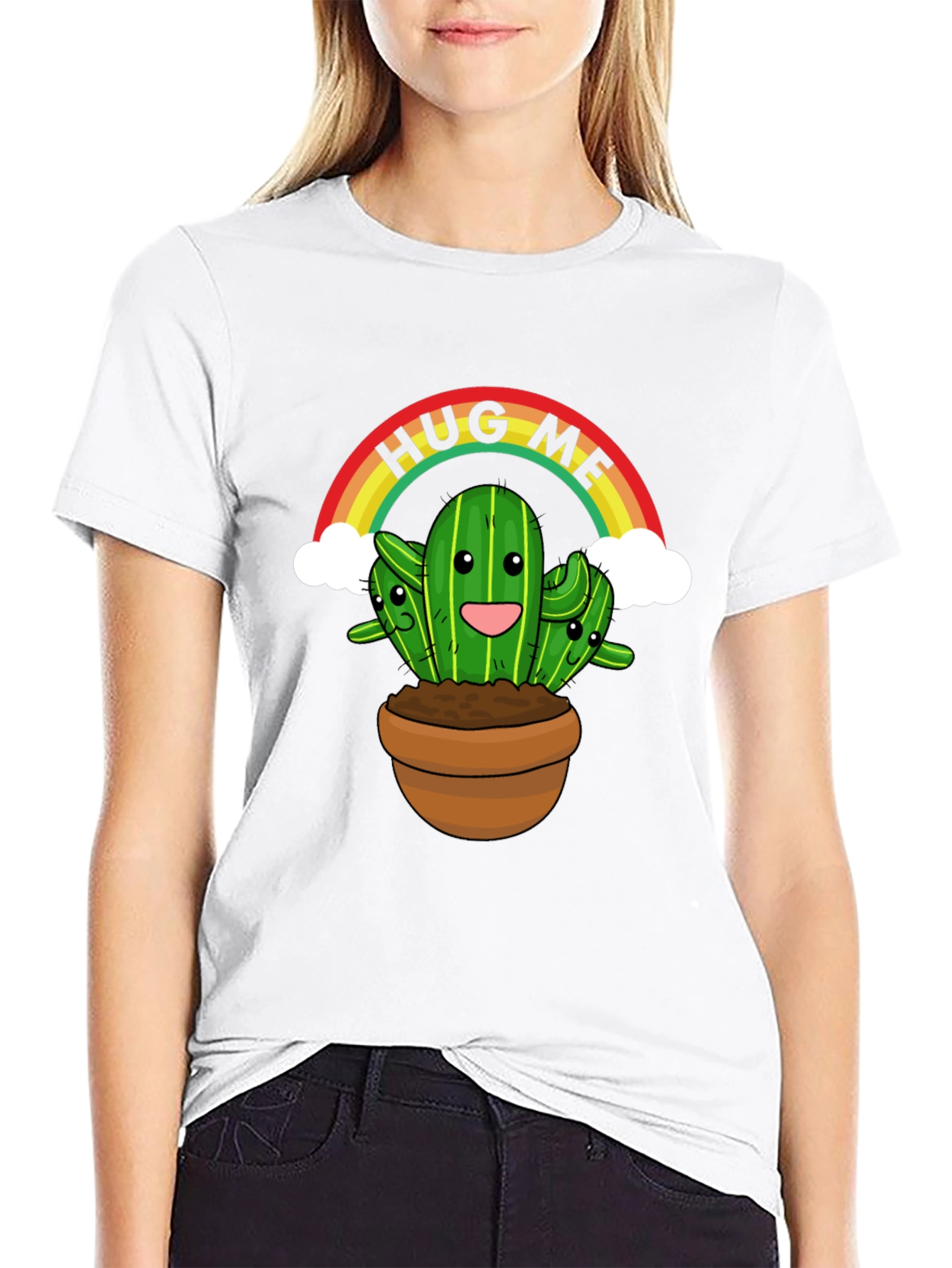 Hug Me Cactus T-Shirt - Cute Graphic Tee