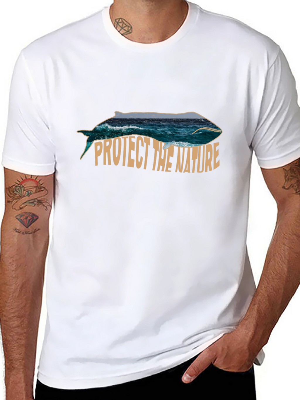 Protect the Nature Whale Graphic Tee - Black