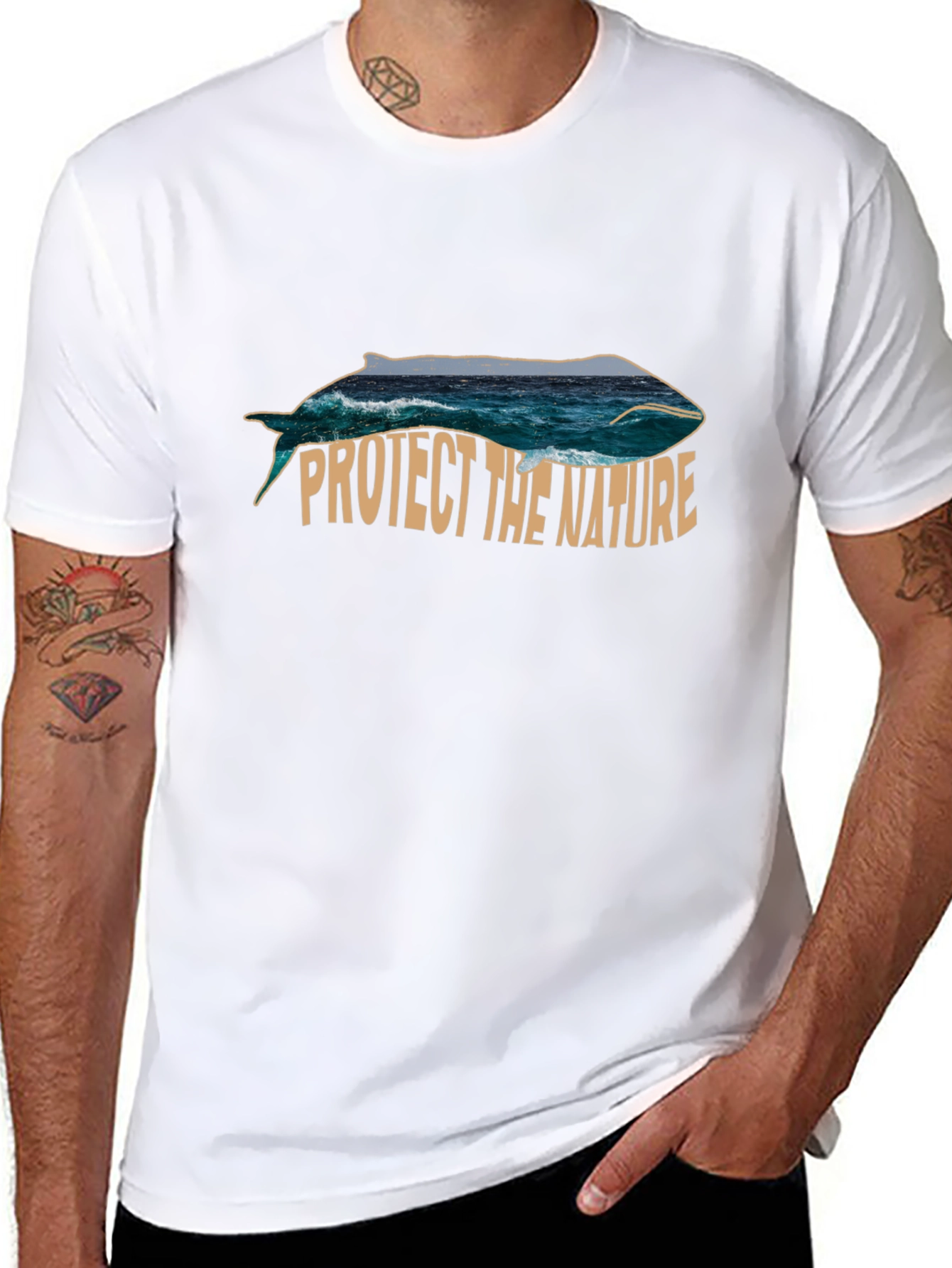 Protect the Nature Whale Graphic Tee - Black